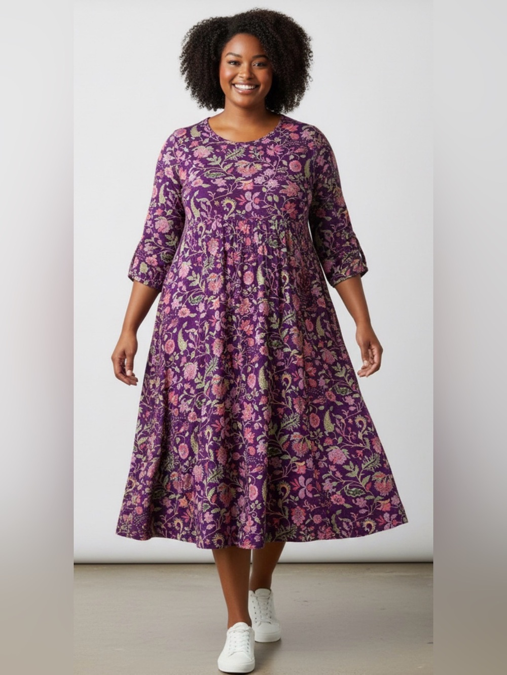 Karma East 2XL purple floral print dress